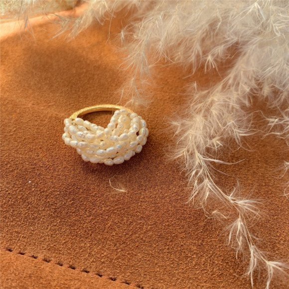 💕 Last one Natural Pearls Rings Layered Pearls - Picture 2 of 8